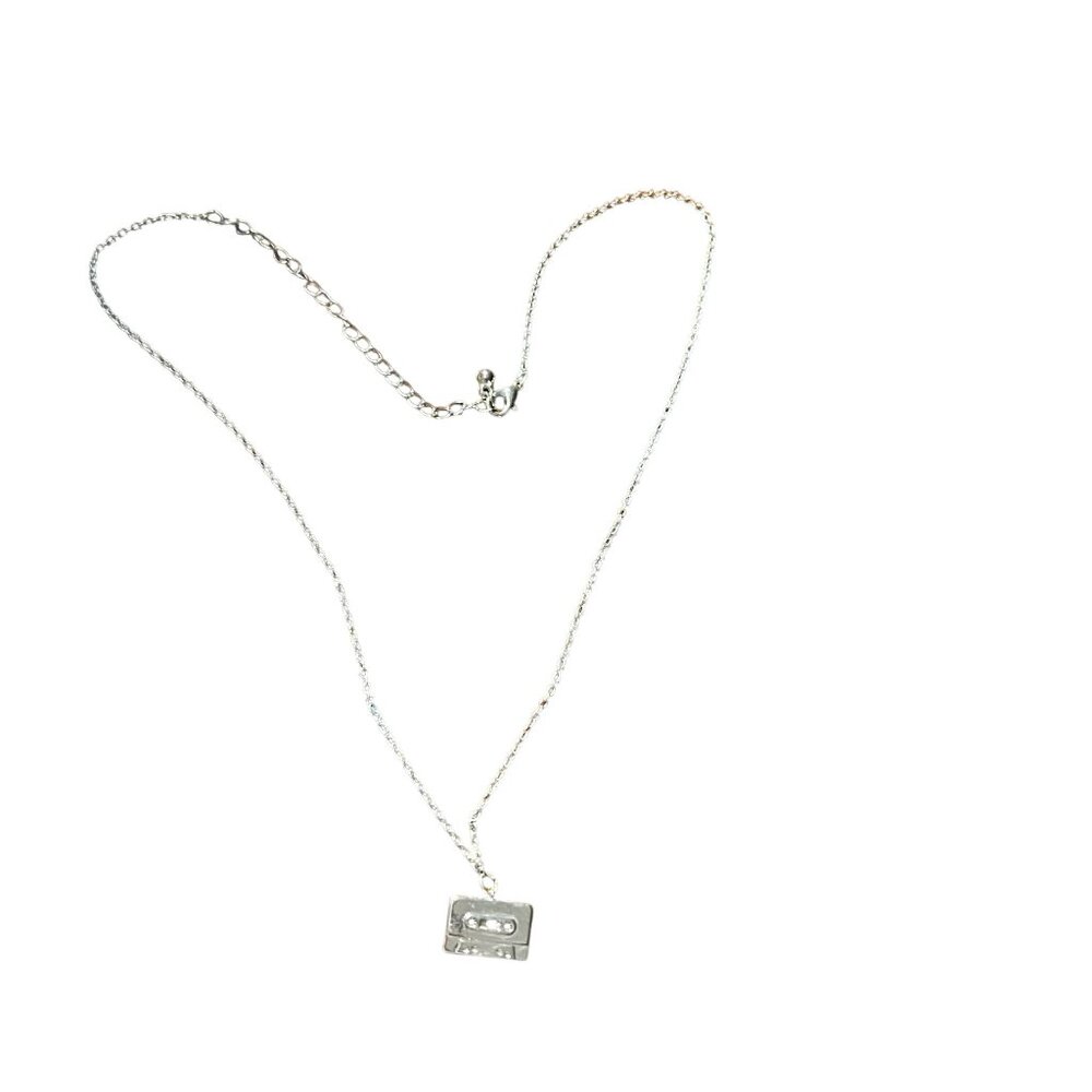 retro‎ Cassette Tape Pendant Necklace With Silver-Tone Chain
